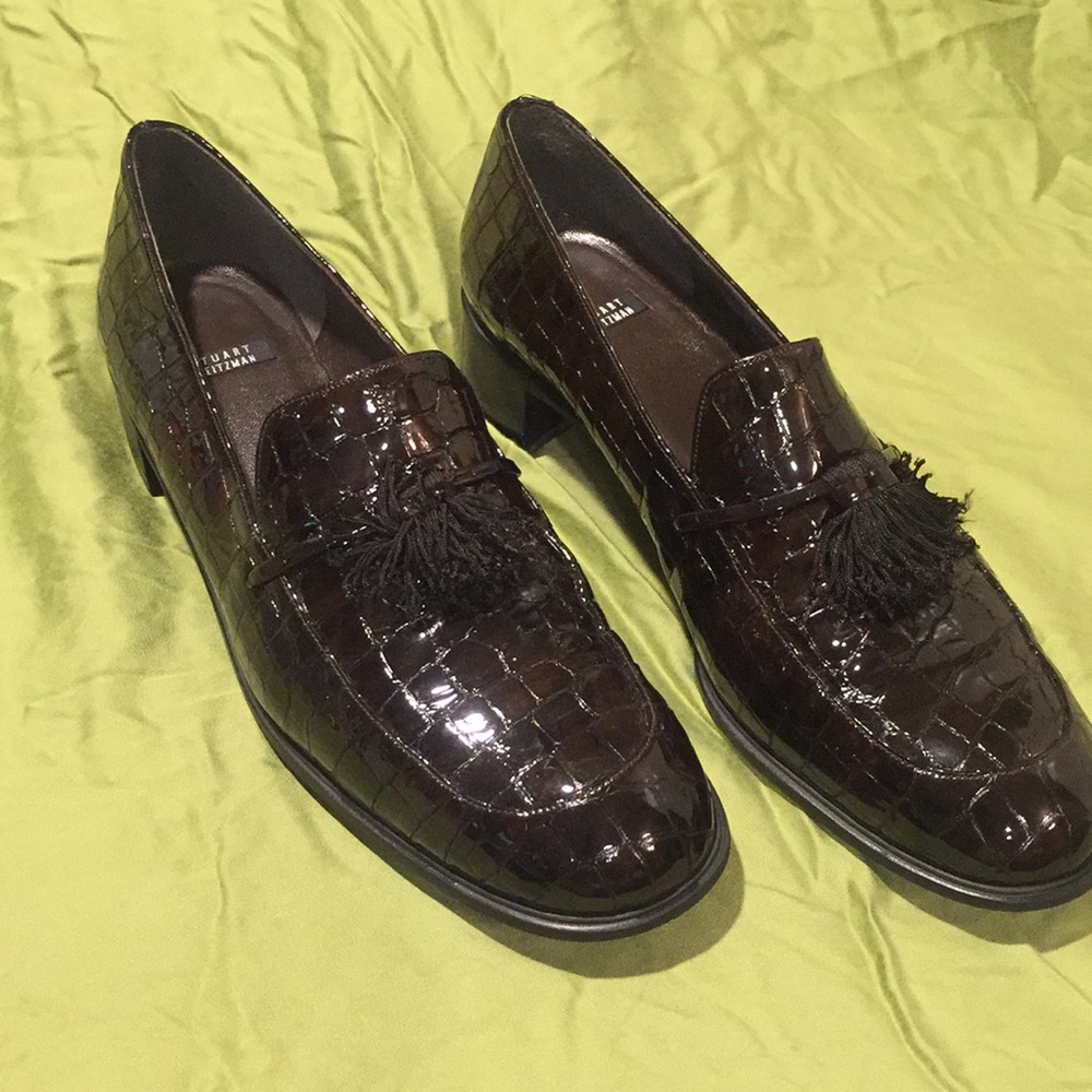 Stuart Weitzman Croc Tassel Loafer